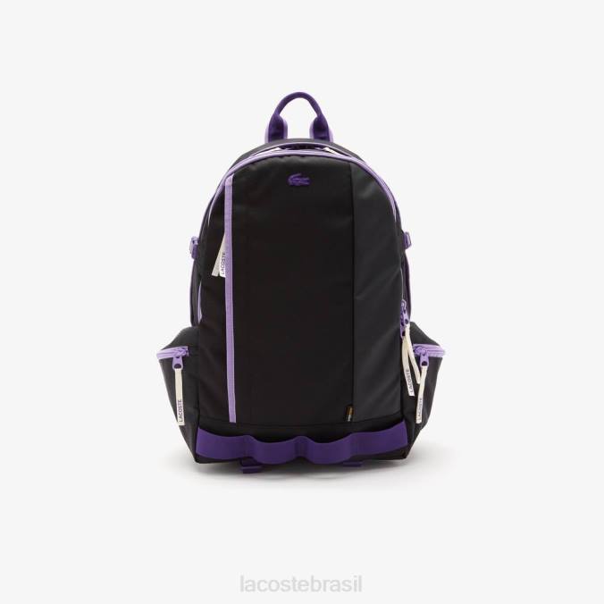 Lacoste unissex mochila colorida com bolso e zíper noir samui neva farine P2PX2100 bolsas e artigos de couro