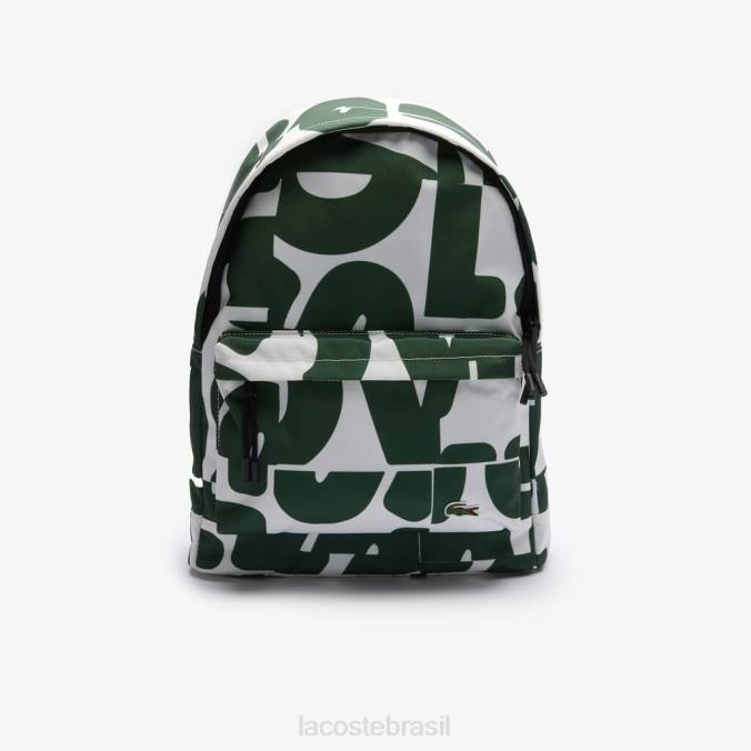 Lacoste unissex mochila de lona com assinatura desestruturada neocroc estampa allover croco carré P2PX2045 bolsas e artigos de couro