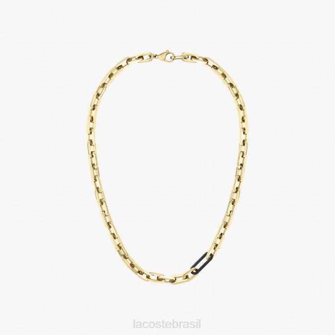 Lacoste unissex colar conjunto ouro amarelo e preto P2PX2202 joia
