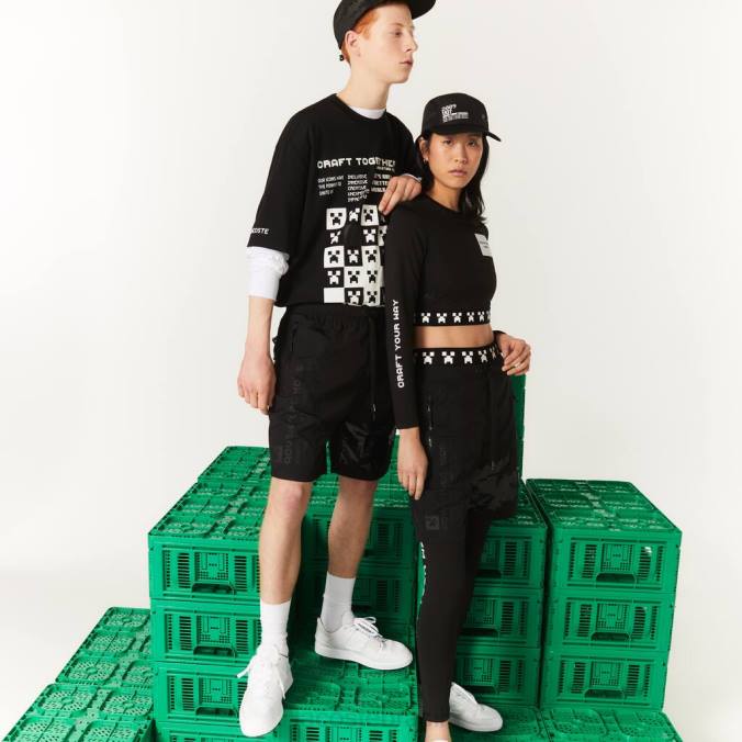 Lacoste unissex bermuda de náilon live x minecraft preto P2PX1634 roupas