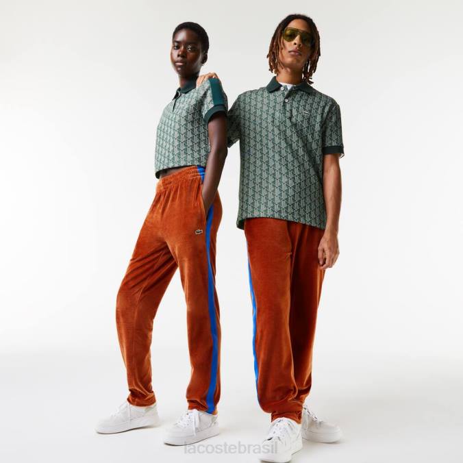 Lacoste unissex calça esportiva com faixa lateral contrastante marrom P2PX1104 roupas