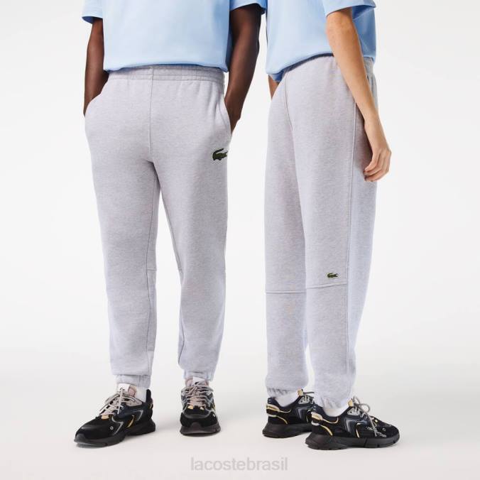 Lacoste unissex calça esportiva de lã de algodão orgânico chino cinza P2PX1048 roupas