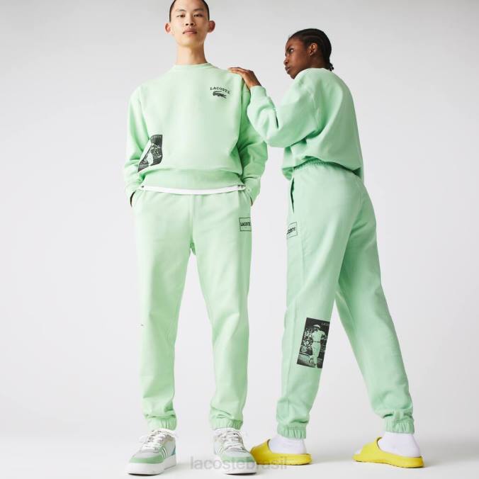 Lacoste unissex calça jogging de lã de algodão com estampa live Heritage verde P2PX1136 roupas