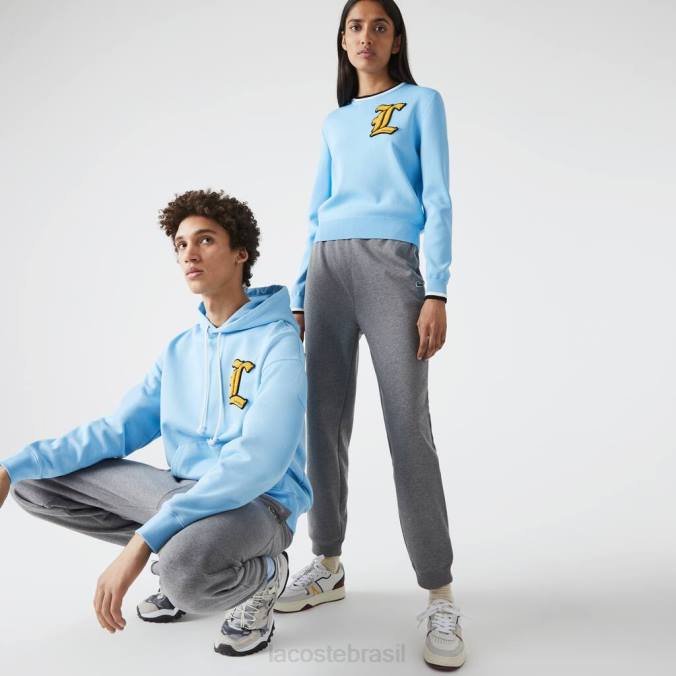 Lacoste unissex calças de jogging de lã de algodão orgânico chino cinza P2PX1208 roupas