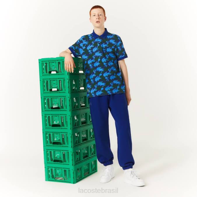 Lacoste x Minecraft unissex calças de jogging de lã de algodão orgânico azul P2PX1174 roupas