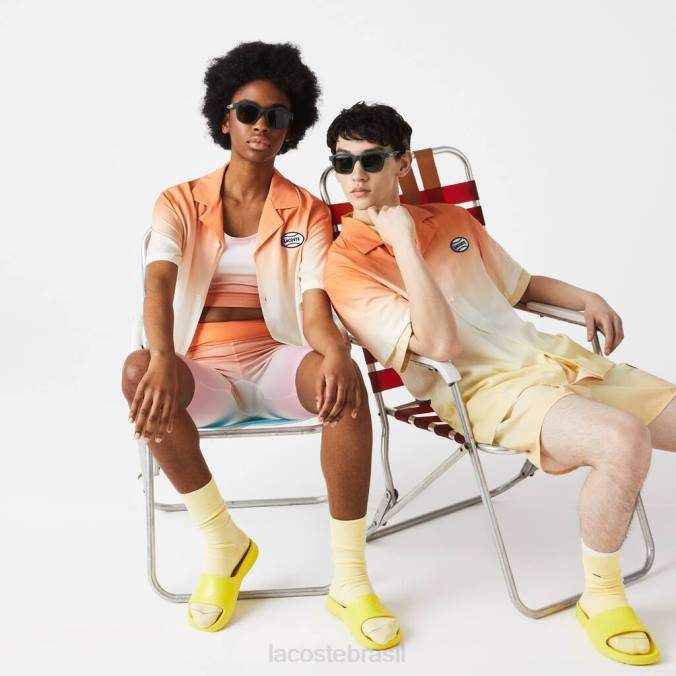 Lacoste unissex camisa live com estampa gradativa e corte relaxado laranja/branco/amarelo P2PX1584 roupas