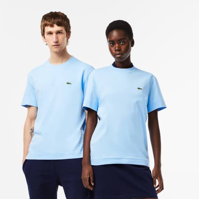 Lacoste unissex camiseta de algodão orgânico com gola redonda azul P2PX735 roupas
