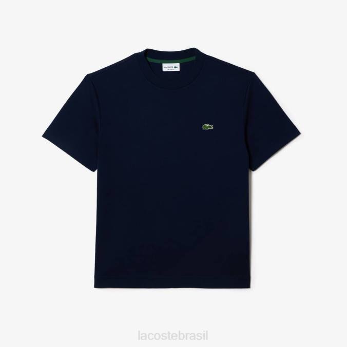 Lacoste unissex camiseta de algodão orgânico com gola redonda azul-marinho P2PX96 roupas