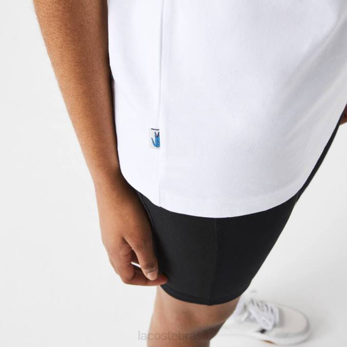 Lacoste unissex camiseta de algodão vivo branco/azul/amarelo P2PX941 roupas