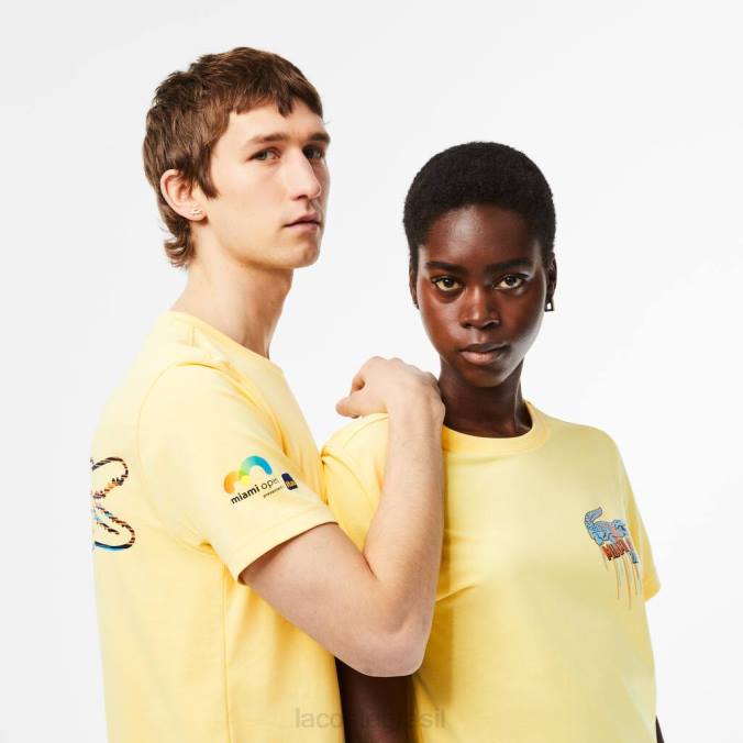 Lacoste unissex camiseta esporte miami edição aberta amarelo P2PX216 roupas