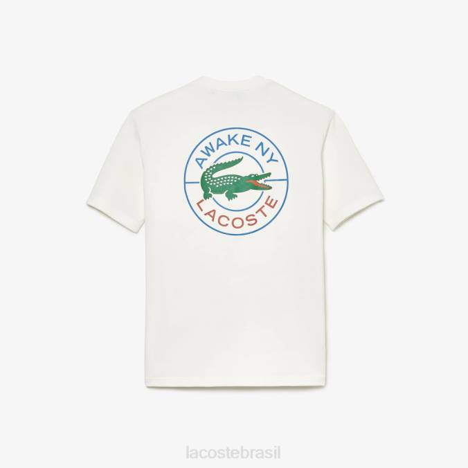 Lacoste x AWAKE unissex camiseta piquê de algodão com logo ny branco P2PX893 roupas