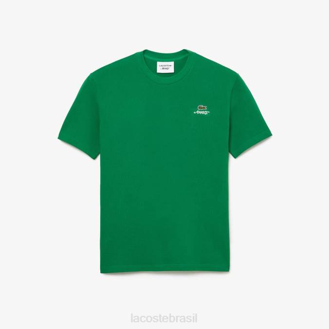 Lacoste x AWAKE unissex camiseta piquê de algodão com logo ny verde P2PX892 roupas