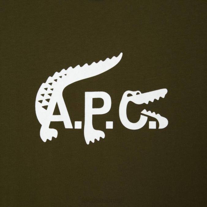 Lacoste x A.P.C. unissex camiseta de jérsei verde cáqui P2PX925 roupas