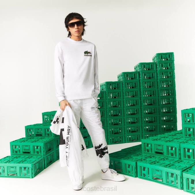 Lacoste x Minecraft unissex camiseta de algodão orgânico branco P2PX939 roupas