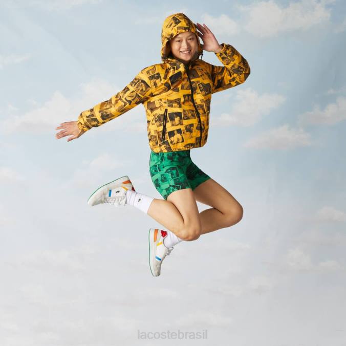 Lacoste unissex jaqueta de colaboração polaroid ao vivo amarelo/preto P2PX1303 roupas