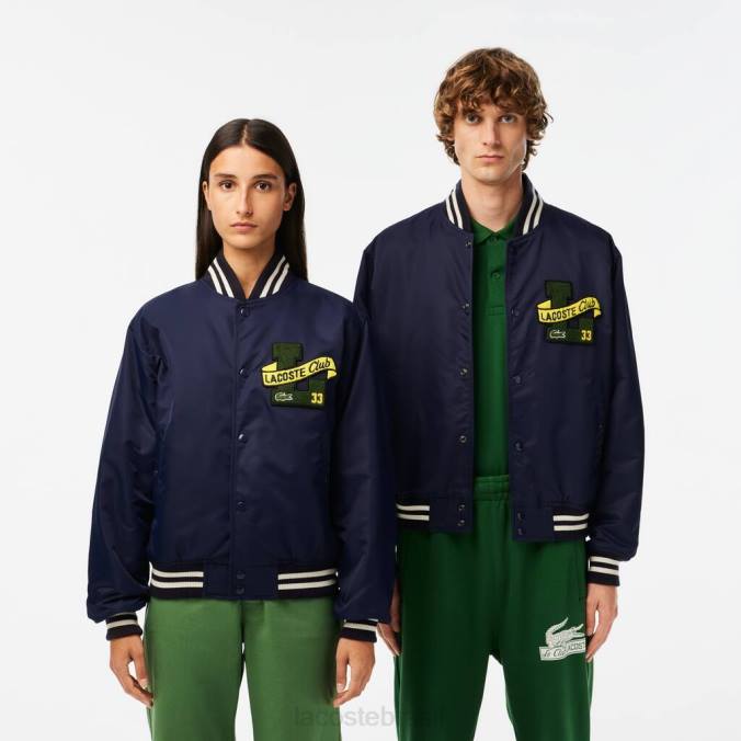 Lacoste unissex jaqueta de pelúcia azul-marinho P2PX383 roupas