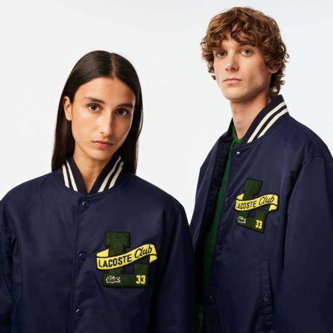 Lacoste unissex jaqueta de pelúcia azul-marinho P2PX383 roupas