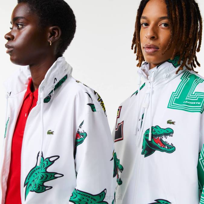 Lacoste unissex jaqueta de tafetá hidrorrepelente branco P2PX1245 roupas