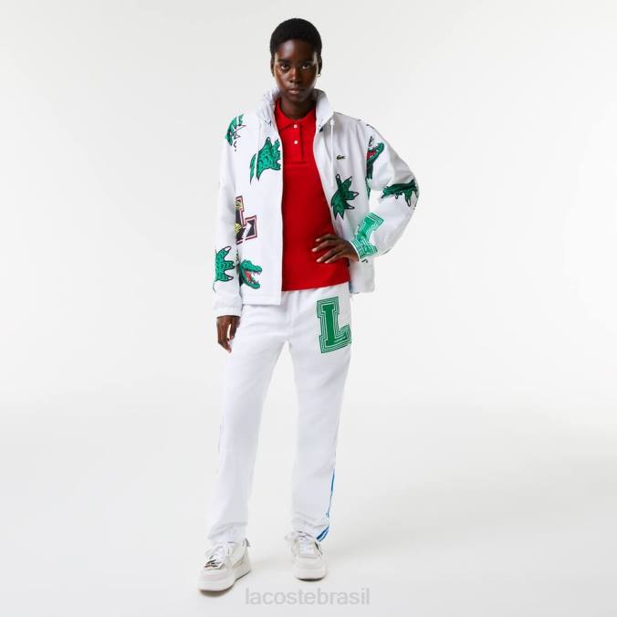 Lacoste unissex jaqueta de tafetá hidrorrepelente branco P2PX1245 roupas