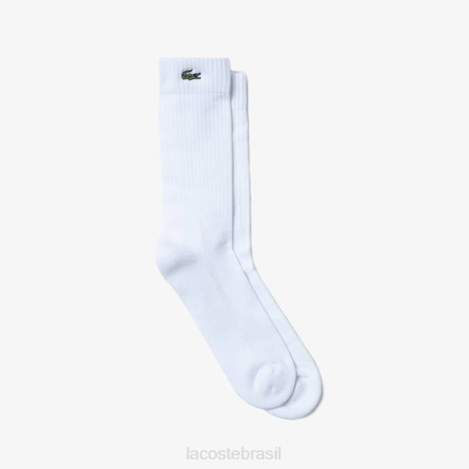 Lacoste unissex meias esportivas de algodão elástico de corte alto branco P2PX1934 roupas