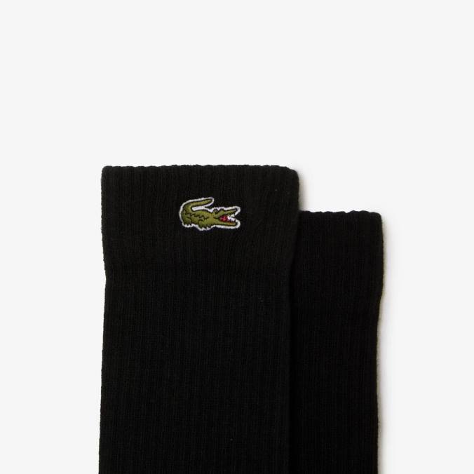 Lacoste unissex meias esportivas de algodão elástico de corte alto preto P2PX1935 roupas