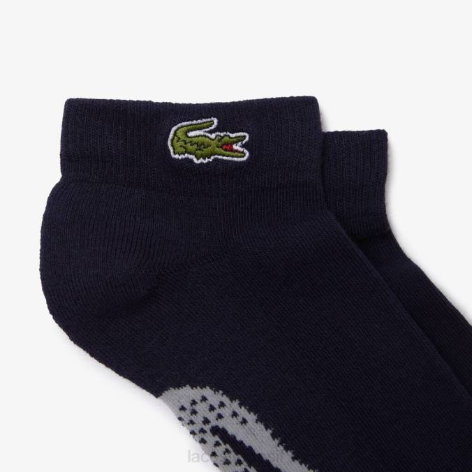 Lacoste unissex meias esportivas de algodão elástico decotadas chine azul marinho/cinza P2PX1680 roupas