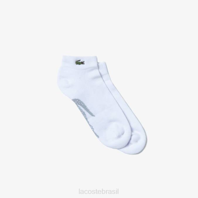Lacoste unissex meias esportivas de algodão elástico decotadas chinelo branco/cinza P2PX1678 roupas