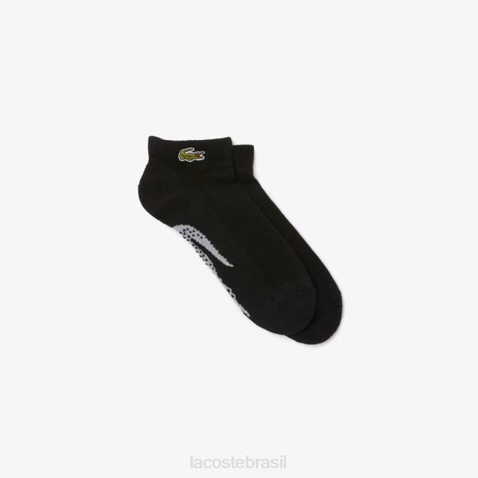 Lacoste unissex meias esportivas de algodão elástico decotadas chinelo preto/cinza P2PX1679 roupas