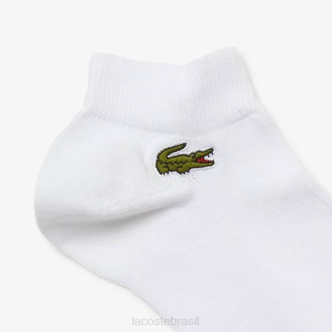 Lacoste unissex meias esportivas decotadas pacote com 3 branco P2PX511 roupas