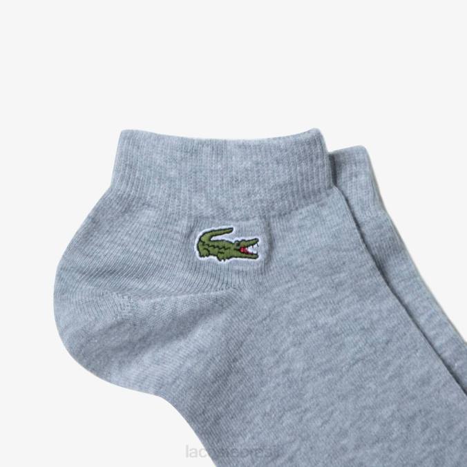 Lacoste unissex meias esportivas decotadas pacote com 3 chine cinza/azul marinho/branco P2PX510 roupas