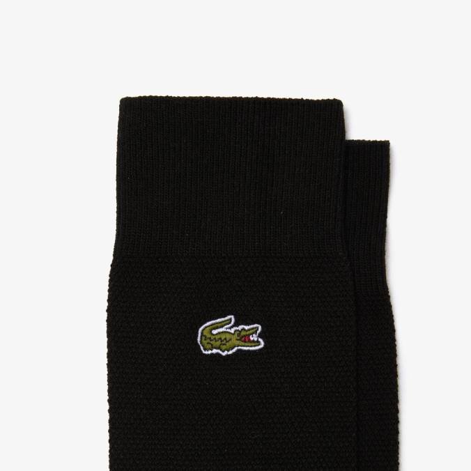 Lacoste unissex meias piquê de algodão com corte alto, pacote com 3 preto P2PX1665 roupas