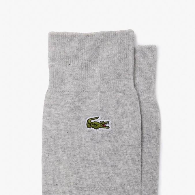 Lacoste unissex pacote de cinco meias de algodão orgânico de corte alto azul marinho/cinza chine/cinza/preto P2PX531 roupas
