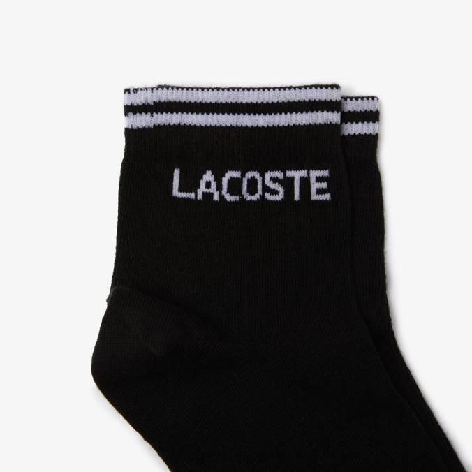 Lacoste unissex pacote duplo de meias esportivas de algodão com corte baixo Preto branco P2PX1672 roupas
