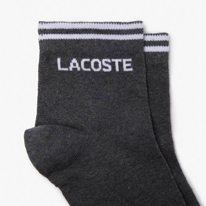 Lacoste unissex pacote duplo de meias esportivas de algodão com corte baixo chine cinza/branco P2PX1671 roupas
