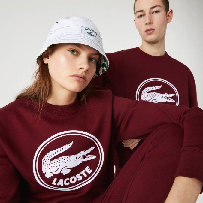 Lacoste unissex Moletom de lã de algodão orgânico com logotipo 3D Bordéus P2PX1185 roupas