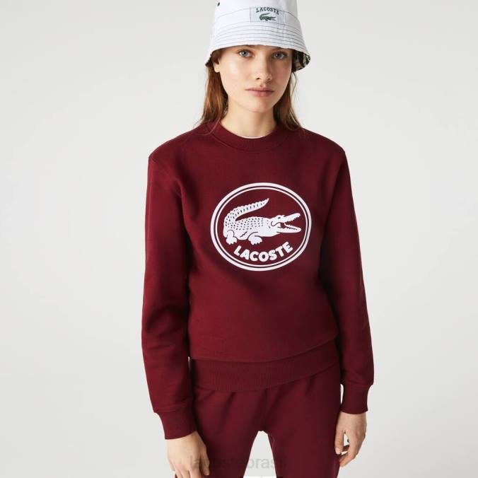 Lacoste unissex Moletom de lã de algodão orgânico com logotipo 3D Bordéus P2PX1185 roupas