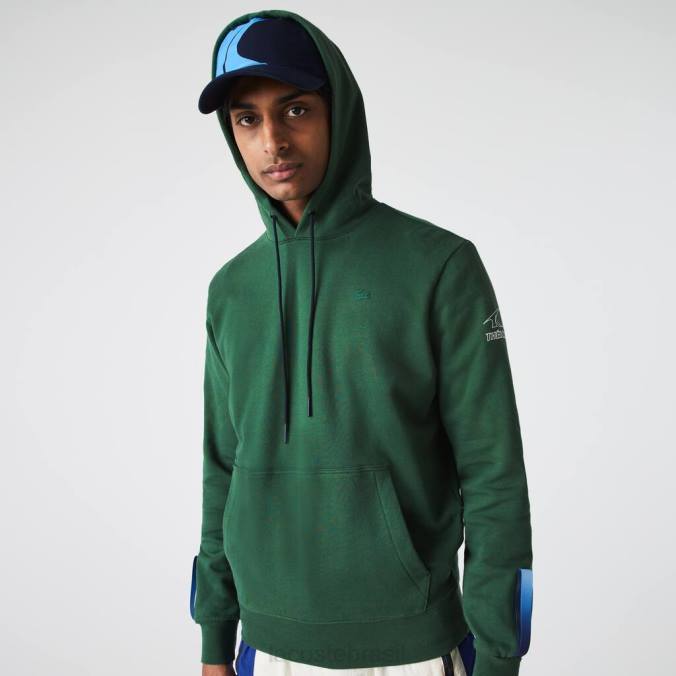Lacoste unissex moletom com capuz de algodão orgânico sport x theo curin verde/azul marinho P2PX1123 roupas