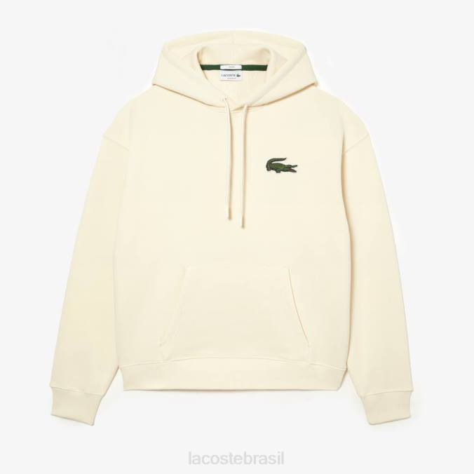 Lacoste unissex moletom de algodão orgânico com capuz e modelagem solta branco P2PX365 roupas