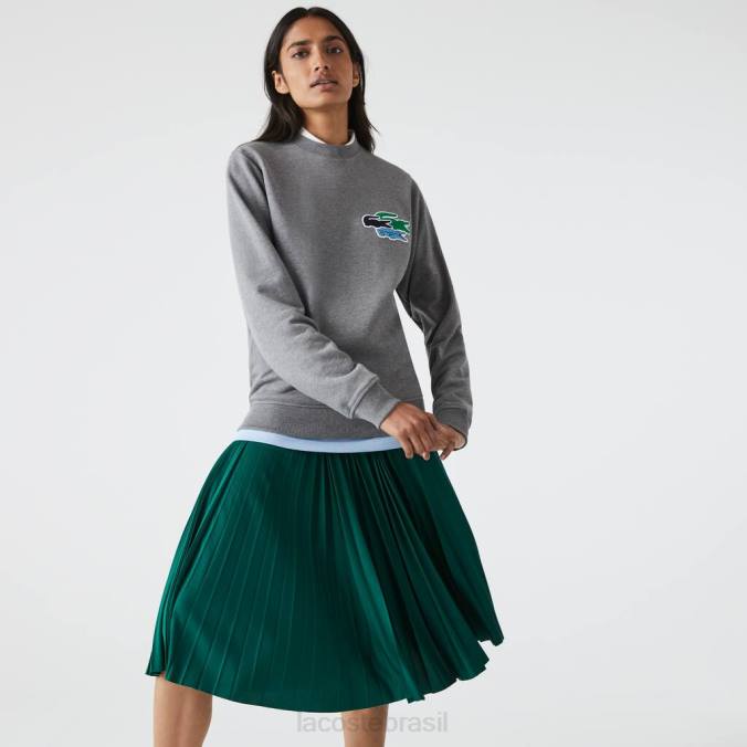 Lacoste unissex moletom de algodão orgânico com gola redonda chino cinza P2PX1209 roupas