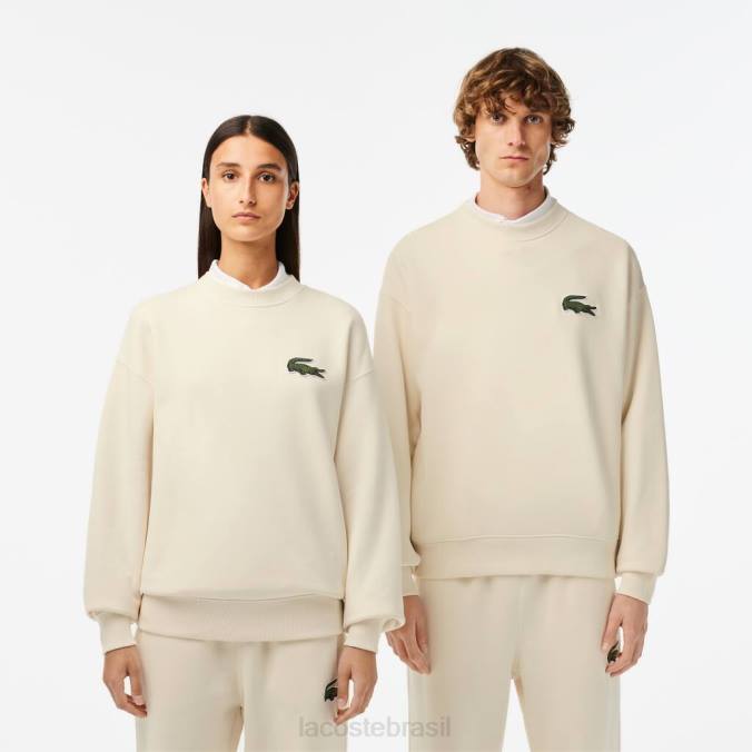 Lacoste unissex moletom folgado com emblema de crocodilo branco P2PX324 roupas