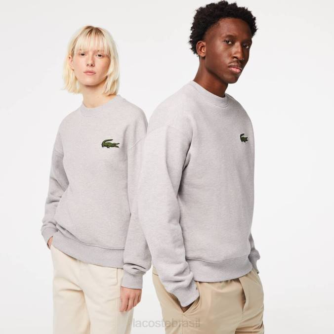 Lacoste unissex moletom folgado com emblema de crocodilo chino cinza P2PX323 roupas