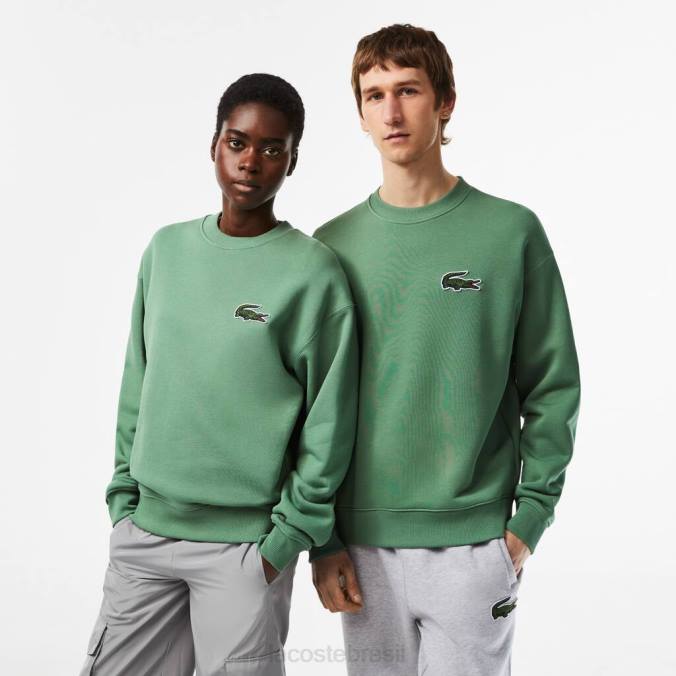 Lacoste unissex moletom folgado com emblema de crocodilo verde cáqui P2PX325 roupas
